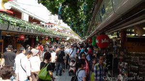 Nakamisedori, linking the Kaminarimon Gate to the Hozomon Gate.